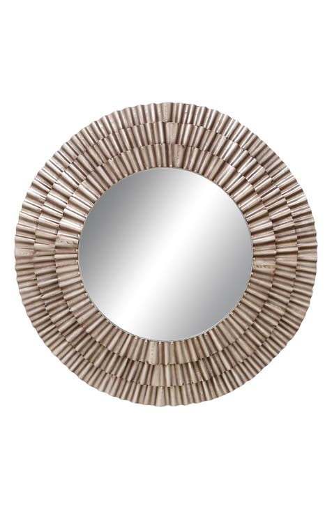 Silver Wood Starburst Wall Mirror