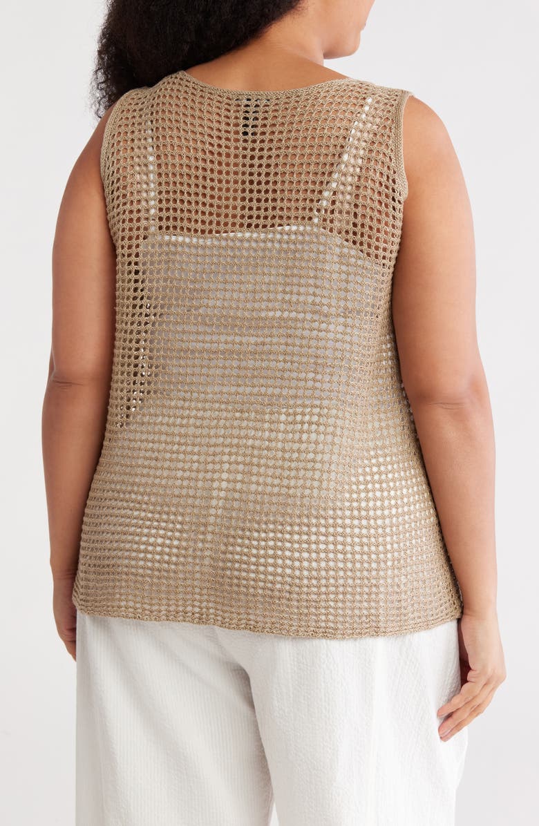 Eileen Fisher Open Stitch Organic Cotton Sleeveless Sweater, Alternate, color, Natural