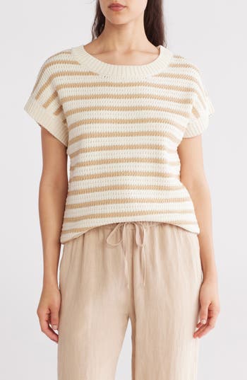 BLU PEPPER BLU PEPPER STRIPE SHORT SLEEVE KNIT SWEATER 