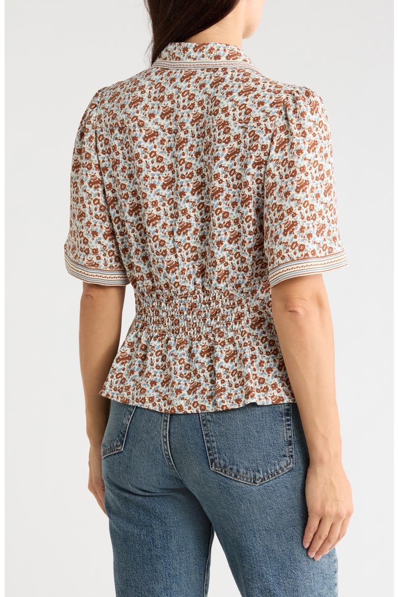 Short Sleeve Button-Up Shirt, Alternate, color, CREAM/ CHESTNUT DAISY