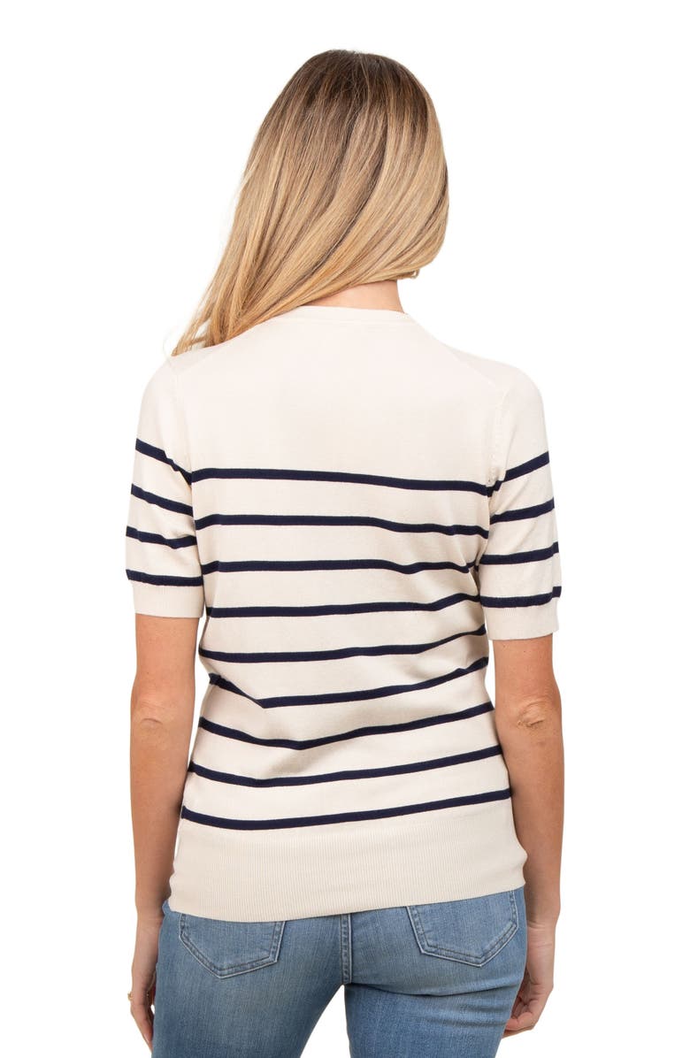 PinkBlush Striped Knit Short Sleeve Top, Alternate, color, Navy Blue