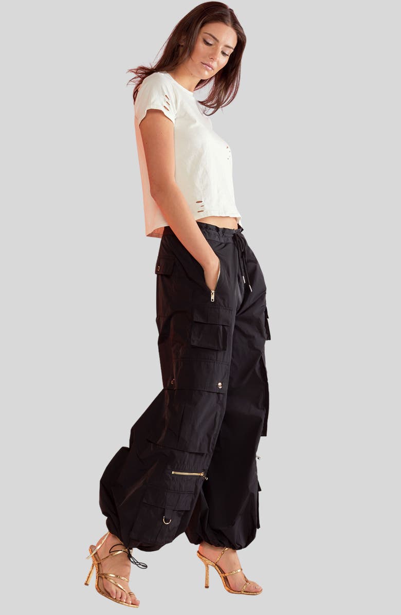 Cynthia Rowley Kim Cargo Pant, Alternate, color, Black