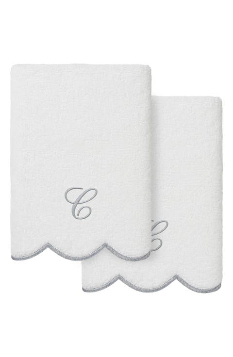 Scallop Personalized Monogram 2-Piece Hand Towel Set