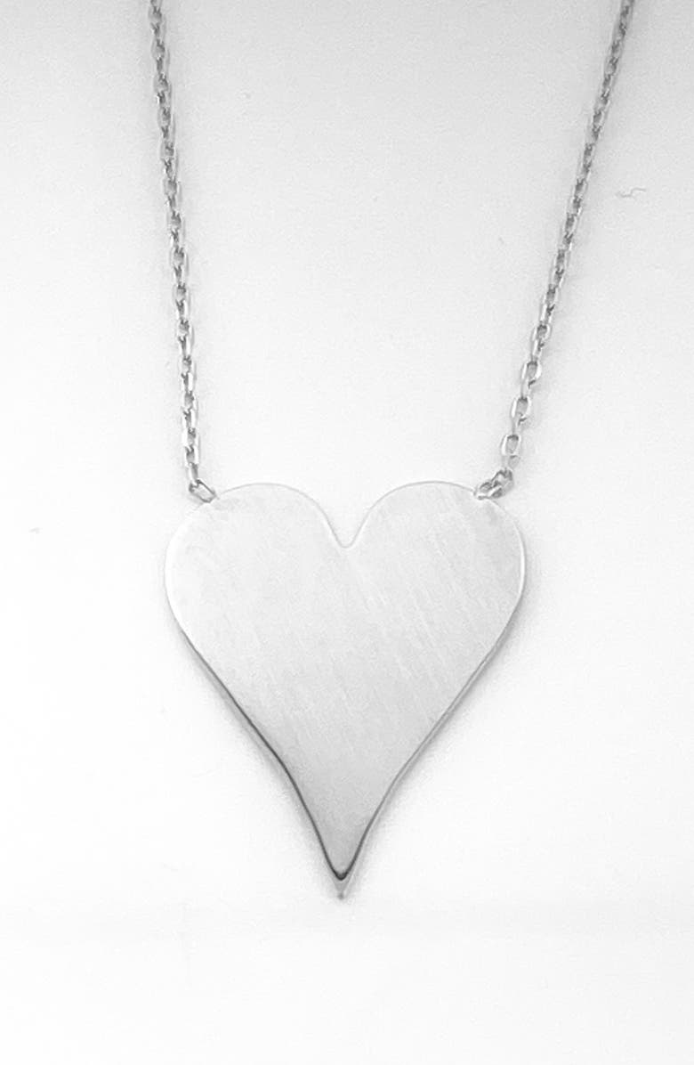 House of Frosted Heart Pendant Necklace, Alternate, color, White Gold