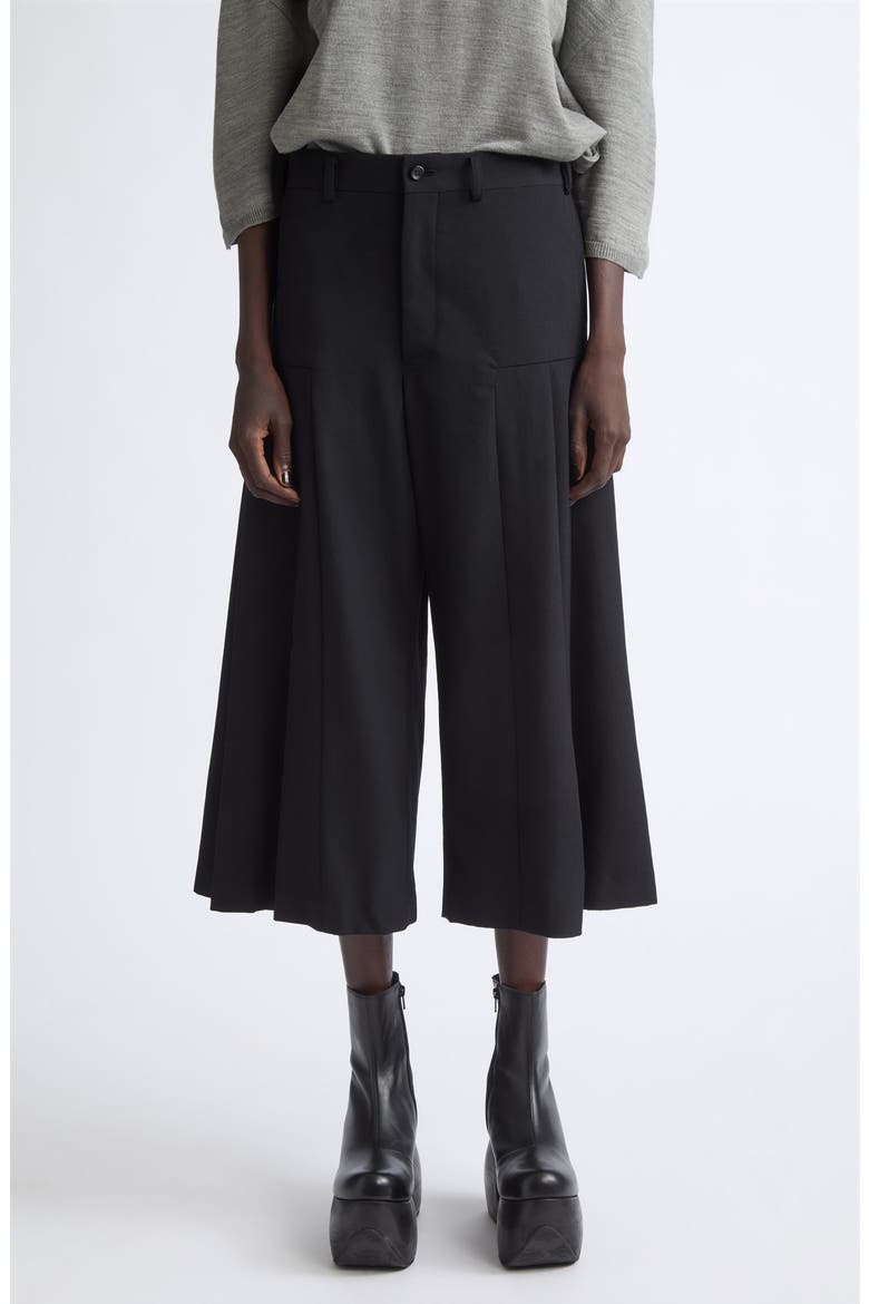 Wool Gabardine Pleated Wide Leg Pants, Main, color, BLACK