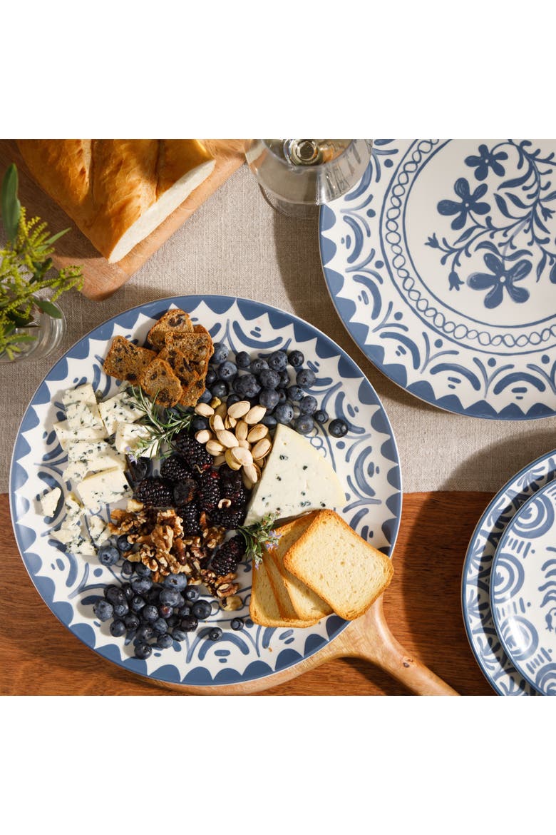 2-Time Oprah's Favorite Things Brand, Valencia Flor 2 Piece Stoneware Serving Platter Set, Alternate, color, Iris Blue