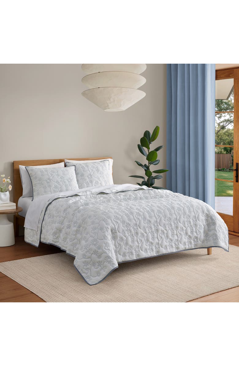 UGG<sup>®</sup> Botanic Embroidered Quilt & Shams Set, Alternate, color, Snow/ Lilac Hint