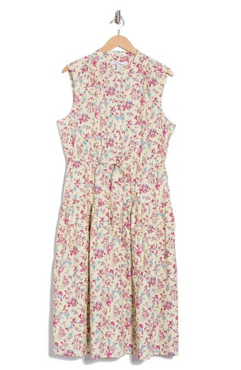 Derek Lam 10 Crosby Margaret Sleeveless Midi Dress In Buttermilk Multi