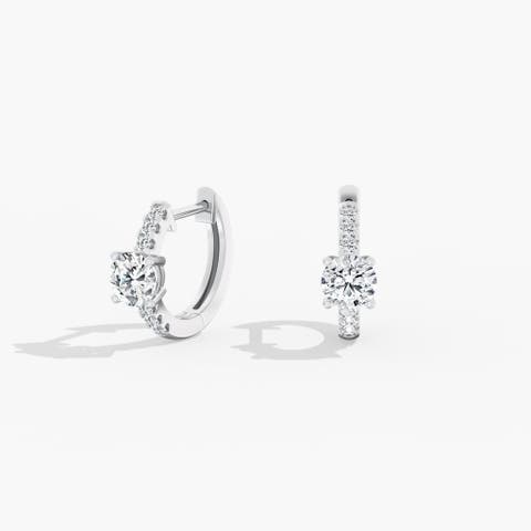 Dainty Round Huggie Lab Diamond in 14K Gold