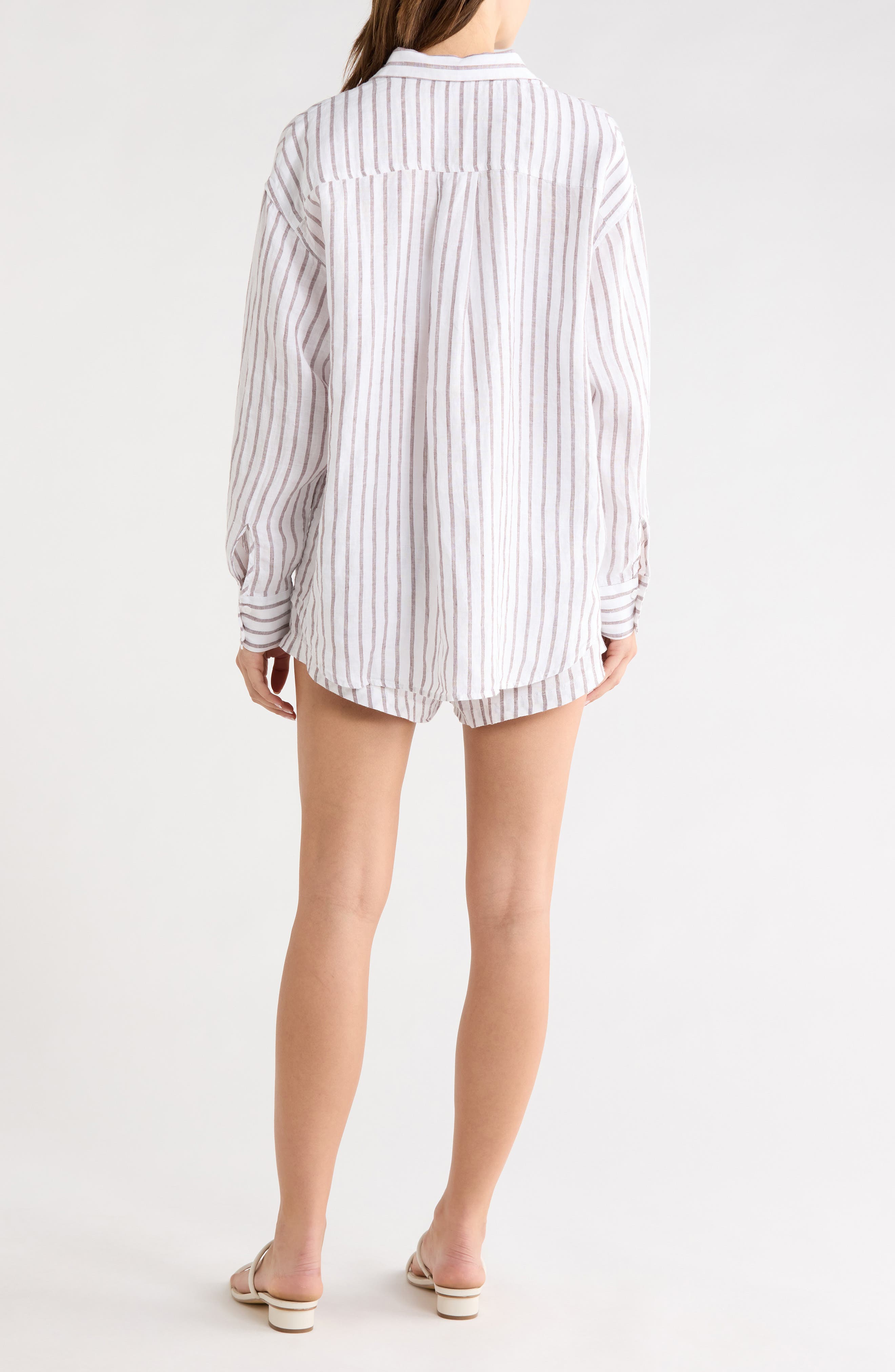 Getaway Stripe Linen Cover-Up Shirt - image 2