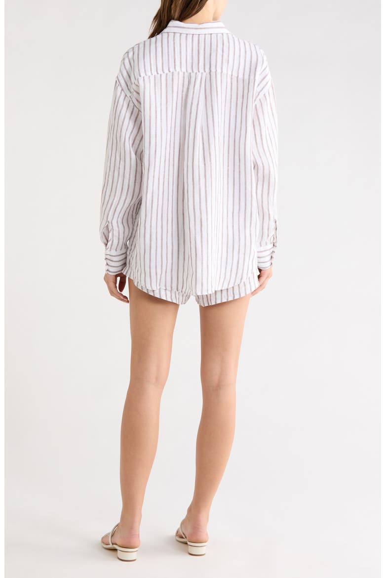 Getaway Stripe Linen Cover-Up Shirt, Alternate, color, CLASSIC STRIPE STORMY COCONUT