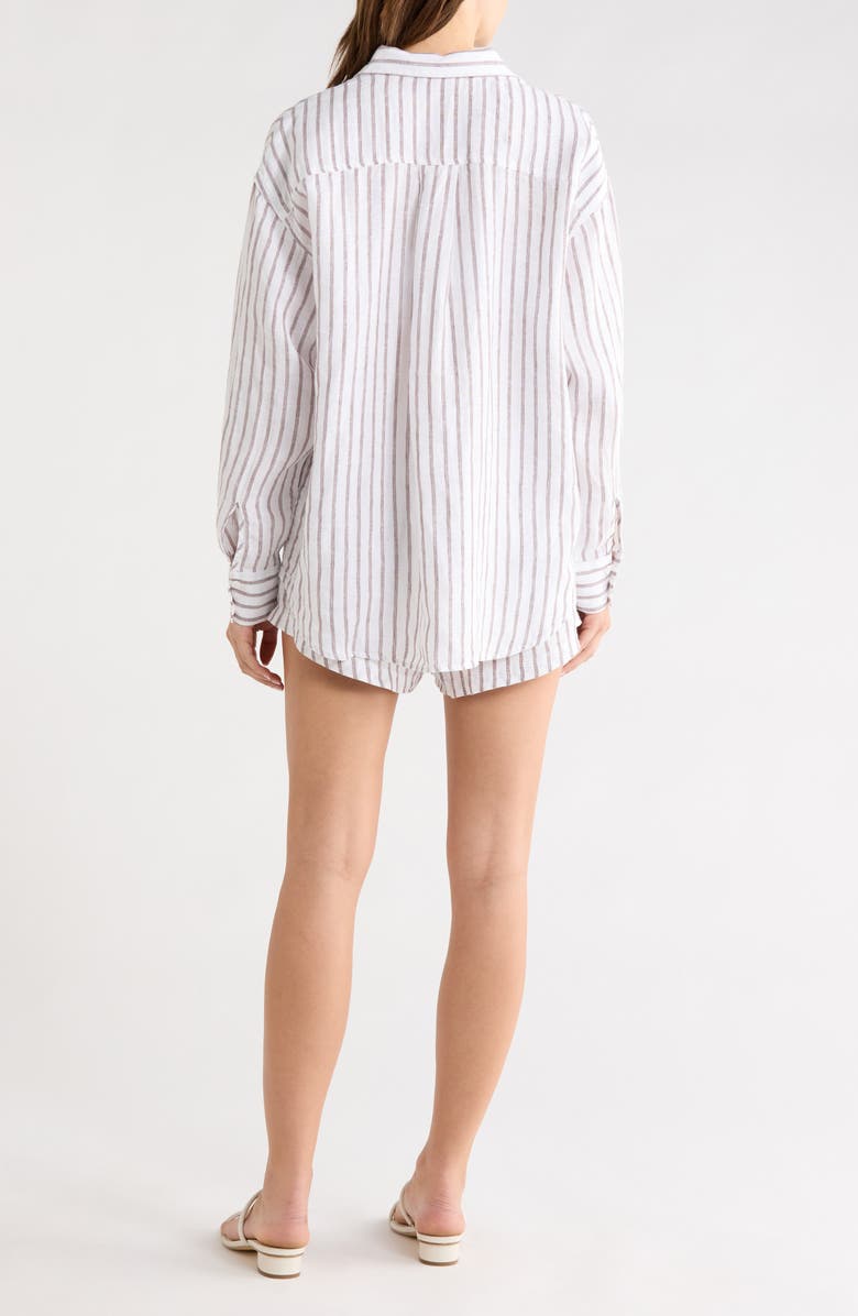 LEFT ON FRIDAY Getaway Stripe Linen Cover-Up Shirt, Alternate, color, Classic Stripe Stormy Coconut