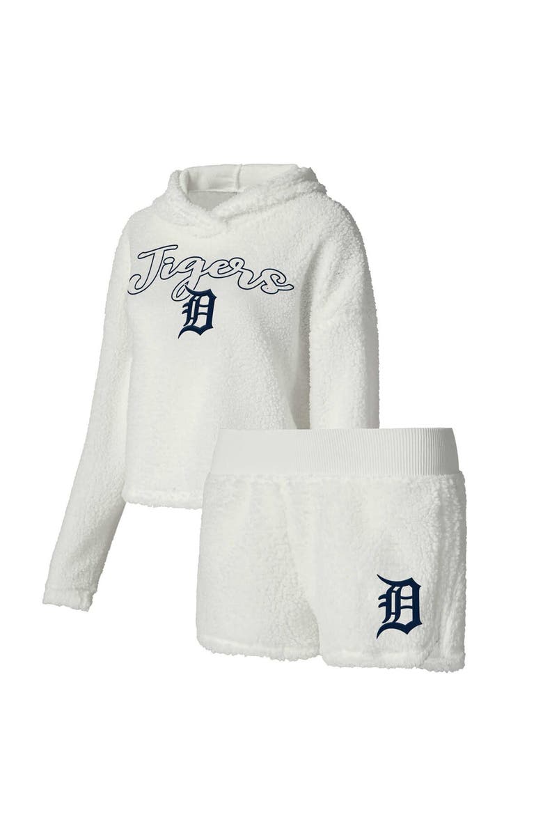 CONCEPTS SPORT Women's Concepts Sport Cream Detroit Tigers Fluffy Hoodie Top & Shorts Sleep Set, Alternate, color,