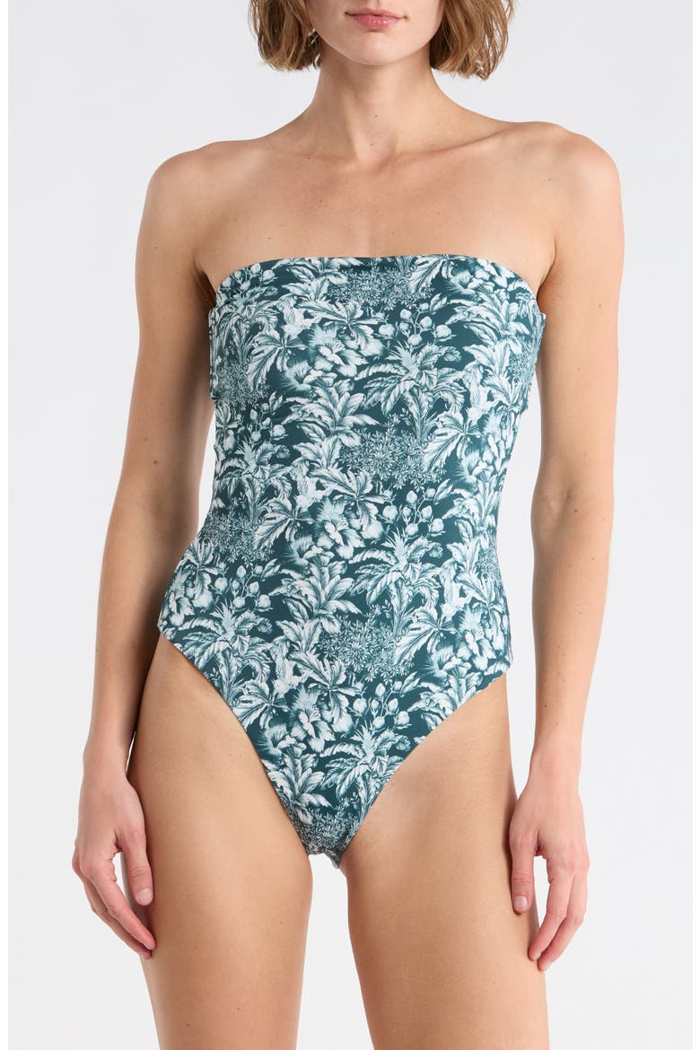 Bardot Strapless One-Piece Swimsuit, Main, color, SEA MOSS