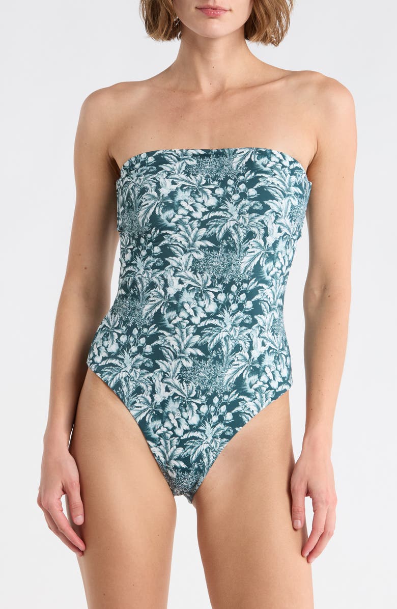 Onia Bardot Strapless One-Piece Swimsuit, Main, color, Sea Moss
