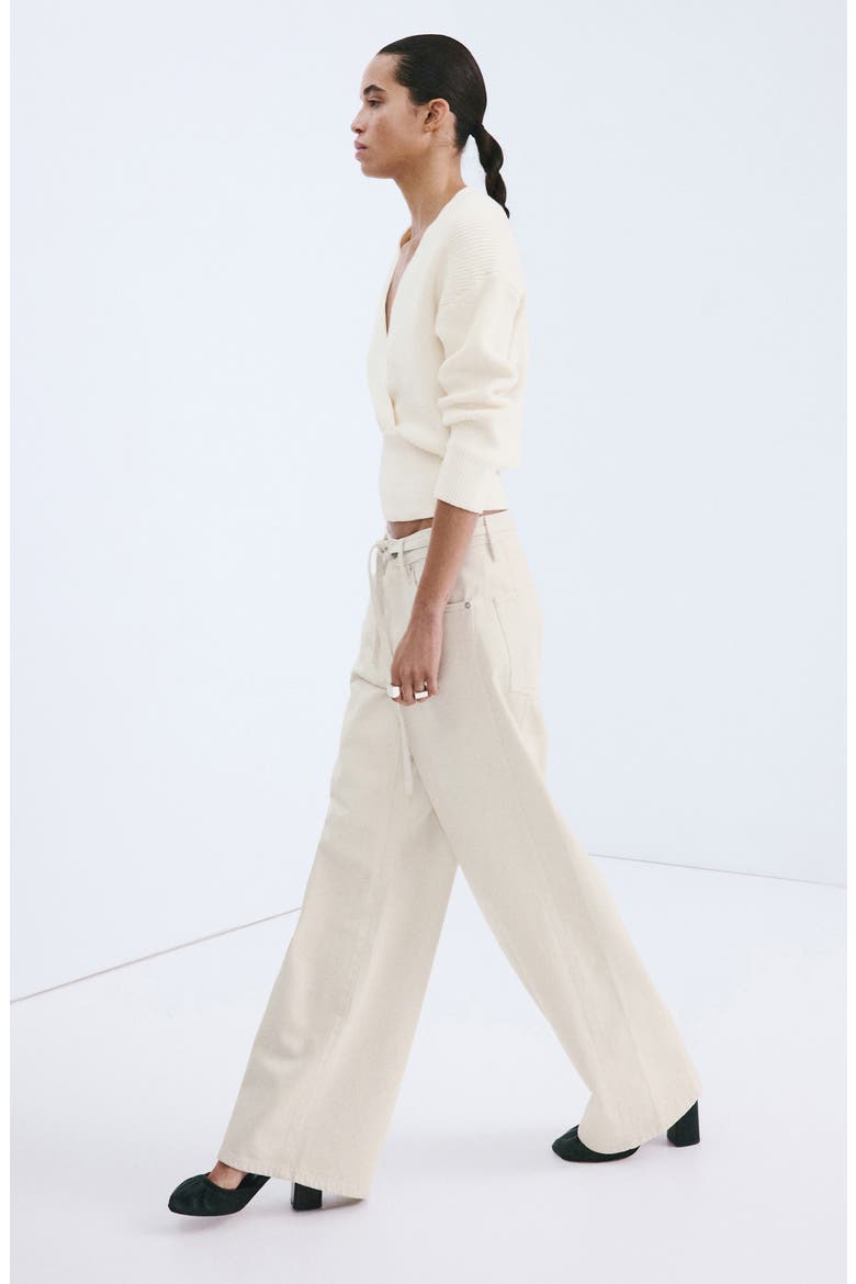 Belted Wide Leg Jeans, Alternate, color, IVORY