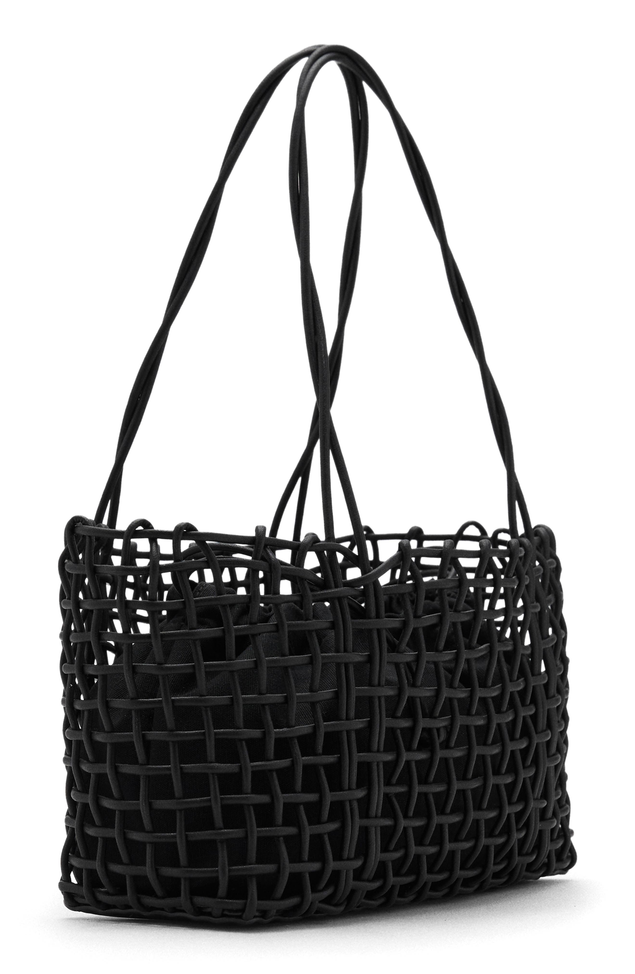 MANGO Braided Shoulder Bag, Main, color, Black