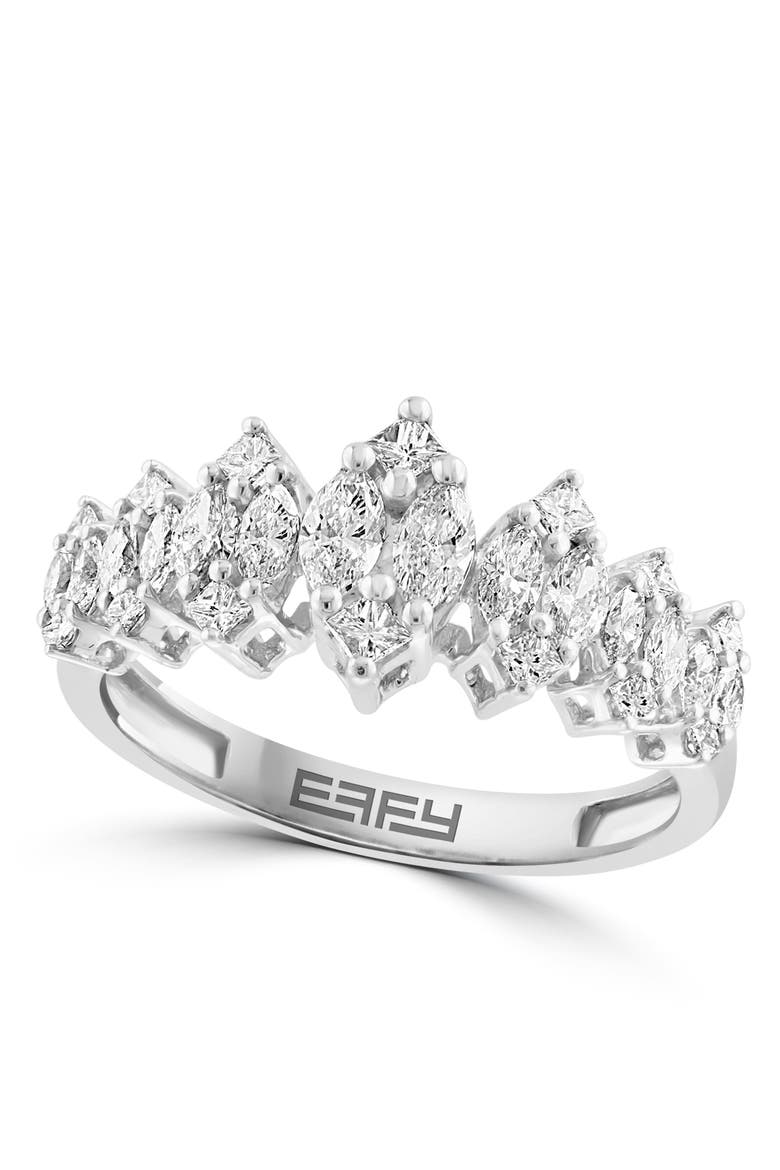 Marquise Diamond Crown Ring in 14K White Gold, Main, color, White