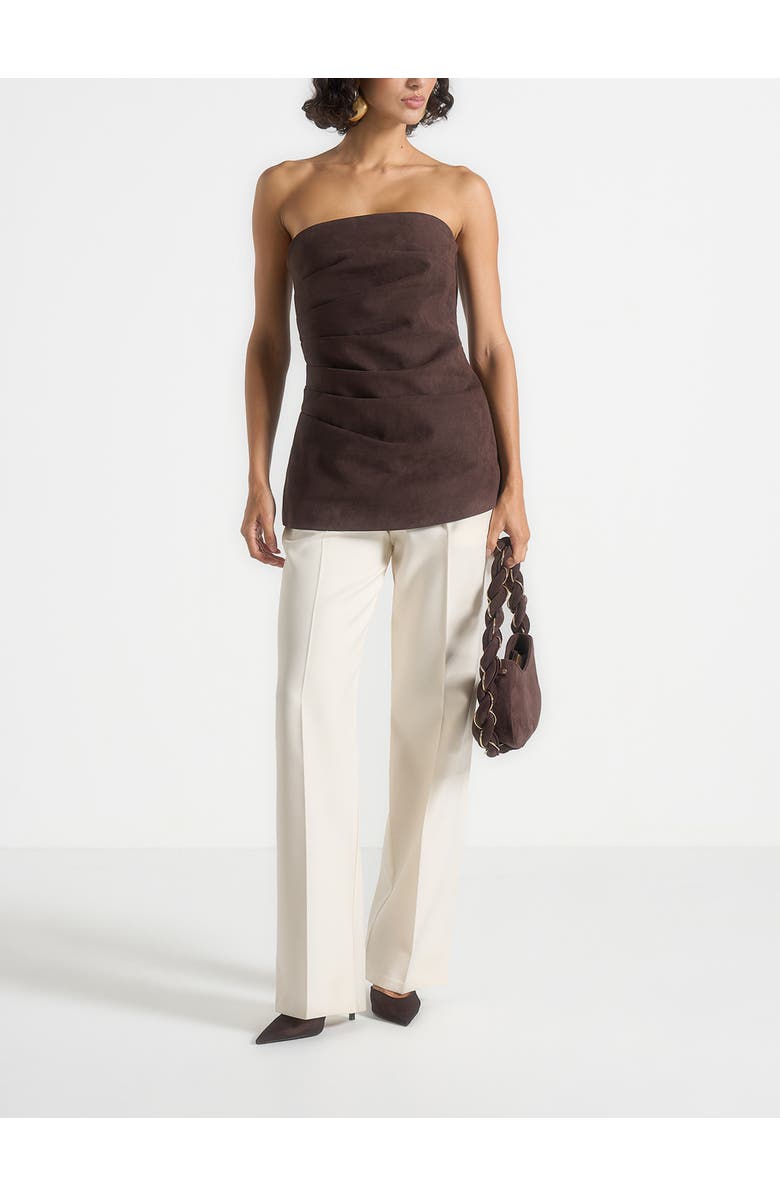 Manière De Voir Laurena Suede Tacked Longline Bandeau Top, Alternate, color, Brown