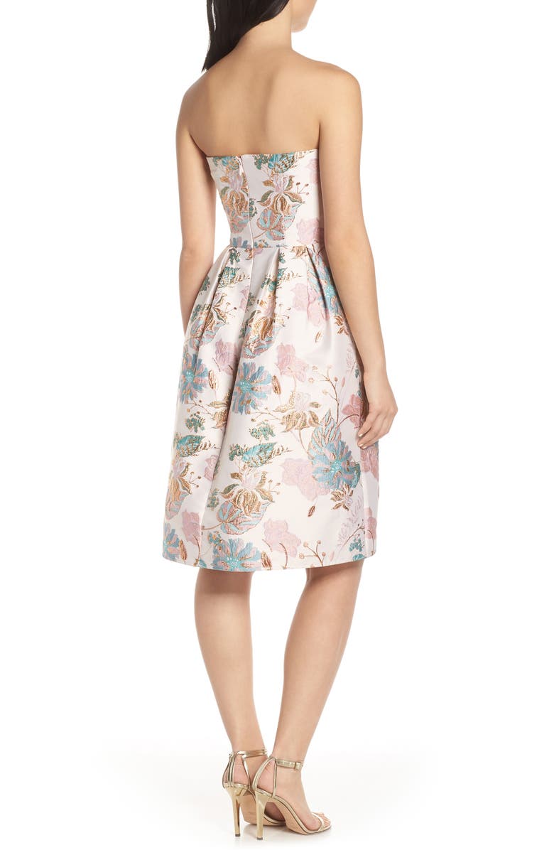 Chi Chi London Haven Strapless Jacquard Party Dress, Alternate, color,