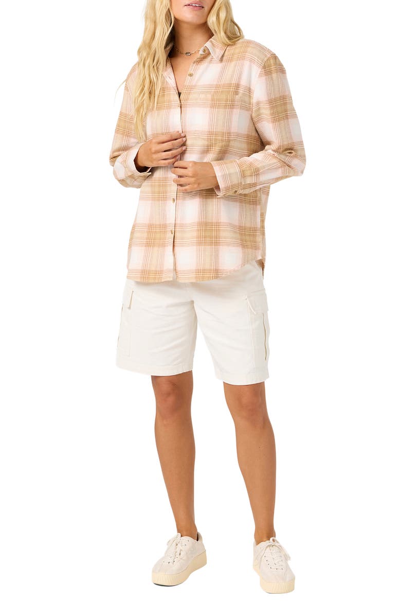 Logan Plaid Flannel Shirt, Alternate, color, PEACH LIGHT