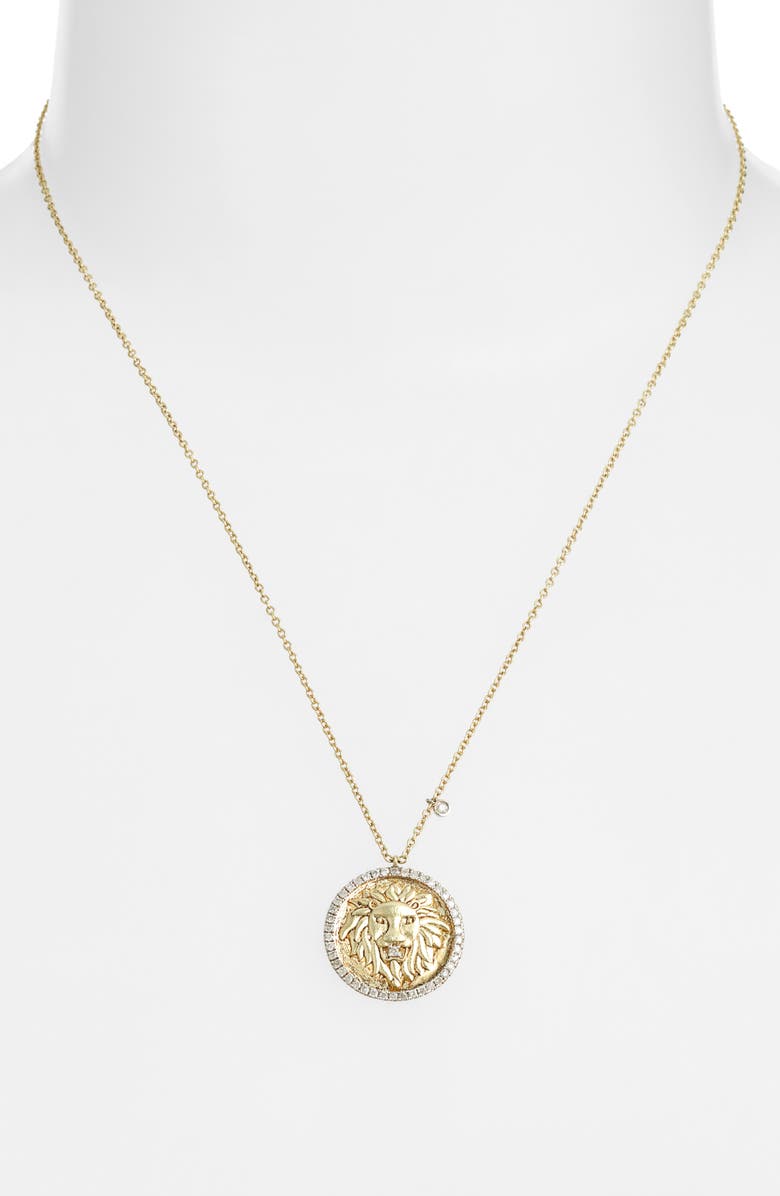 Meira T Lion Disc Pendant Necklace, Alternate, color, Gold