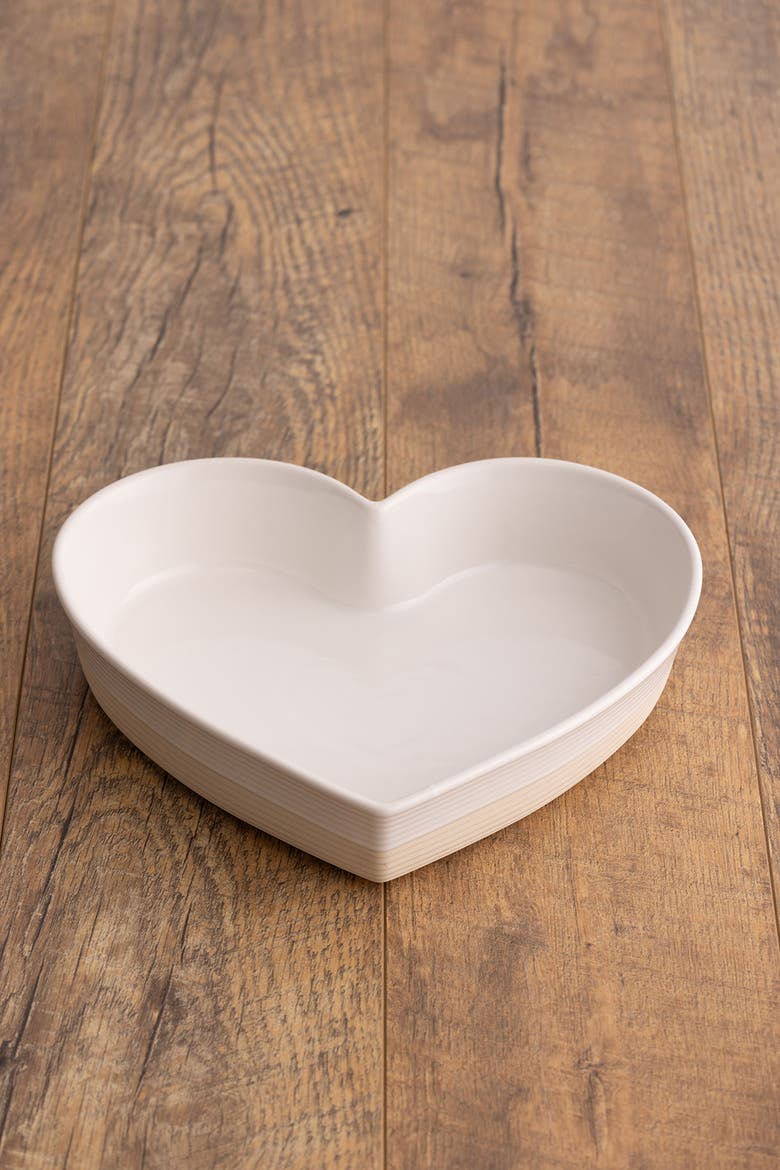 Rustic Charm Heart Oven Dish, 11" Stoneware Baking Dish with Embossed Design, Alternate, color, Beige
