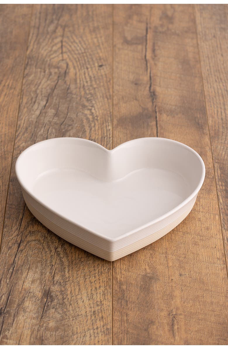 MASON CASH Rustic Charm Heart Oven Dish, 11" Stoneware Baking Dish with Embossed Design, Alternate, color, Beige