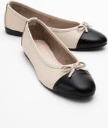 Forever & Always Shoes Rayne Cap Toe Leather Ballet Flats