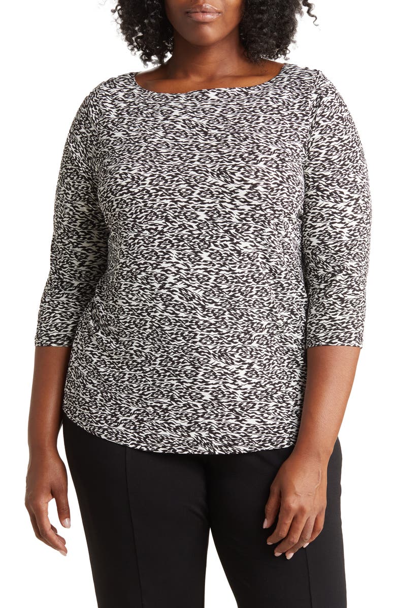 T Tahari Boatneck Long Sleeve Top, Main, color,