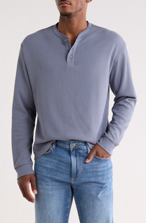 Long Sleeve Waffle Knit Henley