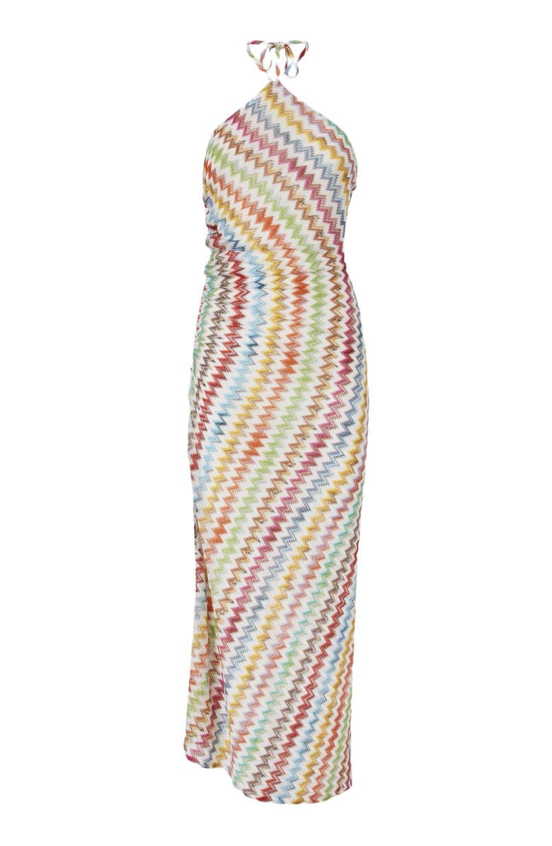 Missoni Long Cover-up In Lamé Viscose With Micro Zigzag Pattern, Alternate, color, White & Multicoloured
