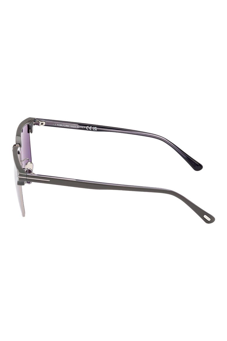 Hudson 55mm Square Sunglasses, Alternate, color, LIGHT RUTHENIUM/ BLUE