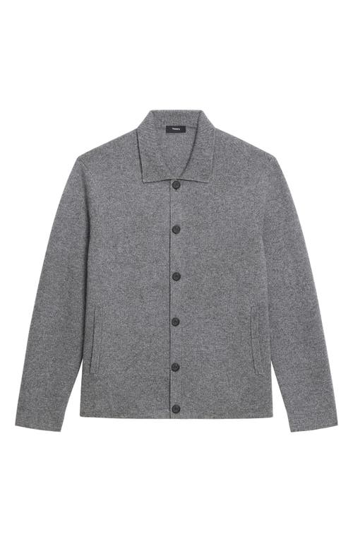 Theory Cameron Corded Cashmere Button Sweater In Gray