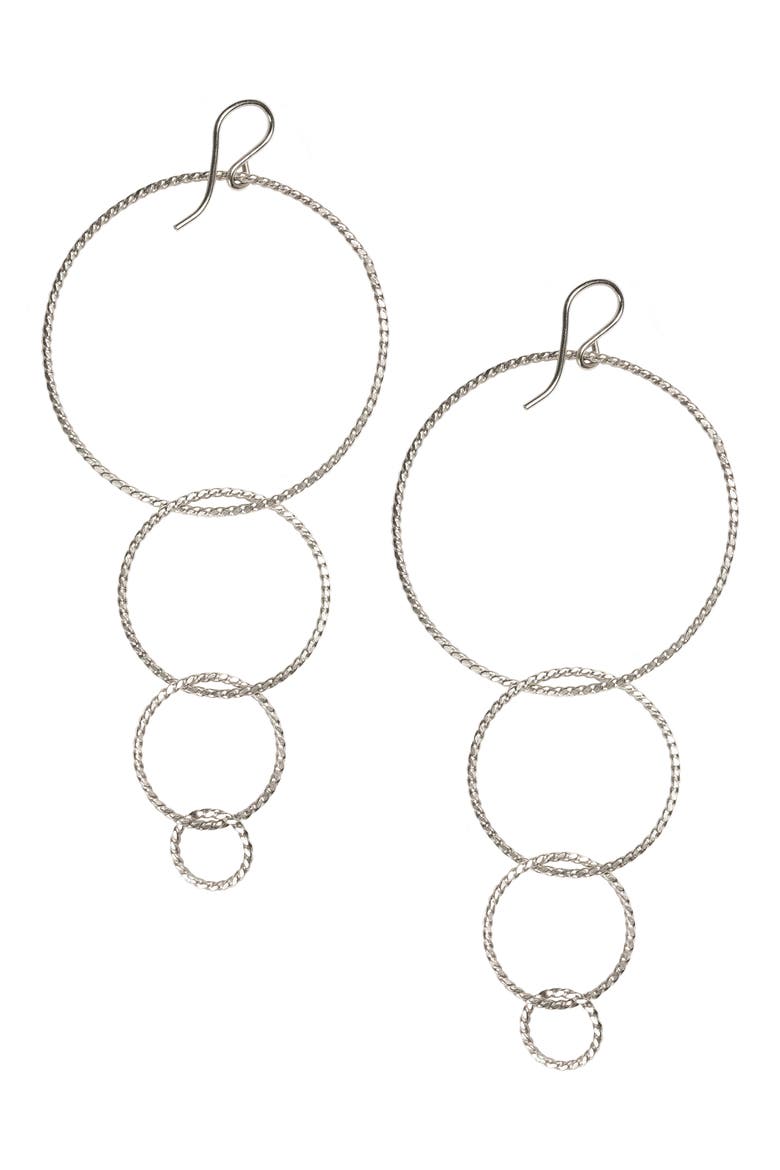 Twisted Hoops Drop Earrings, Main, color, SILVER