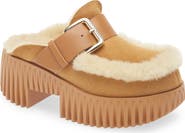 4CCCCEES Plia Amber Genuine Shearling Platform Clog