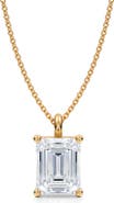 ALLUREZ Emerald Solitaire Lab Diamond Pendant Necklace 14K 3.50ct