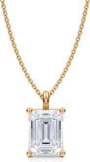 ALLUREZ Emerald Solitaire Lab Diamond Pendant Necklace 14K 3.50ct