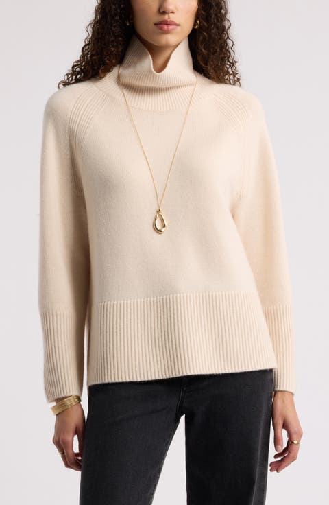 Wool & Cashmere Raglan Turtleneck Sweater