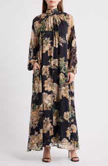 MELLODAY Botanical Tie-Neck Maxi Dress