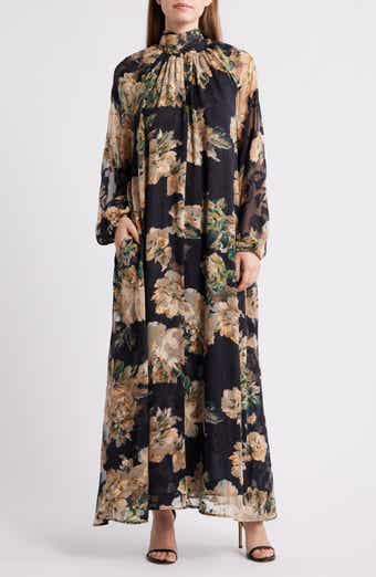 MELLODAY Botanical Tie-Neck Maxi Dress