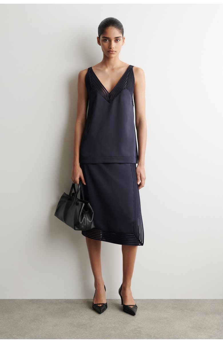 COS Open-stitch Wrap Skirt, Main, color, Navy