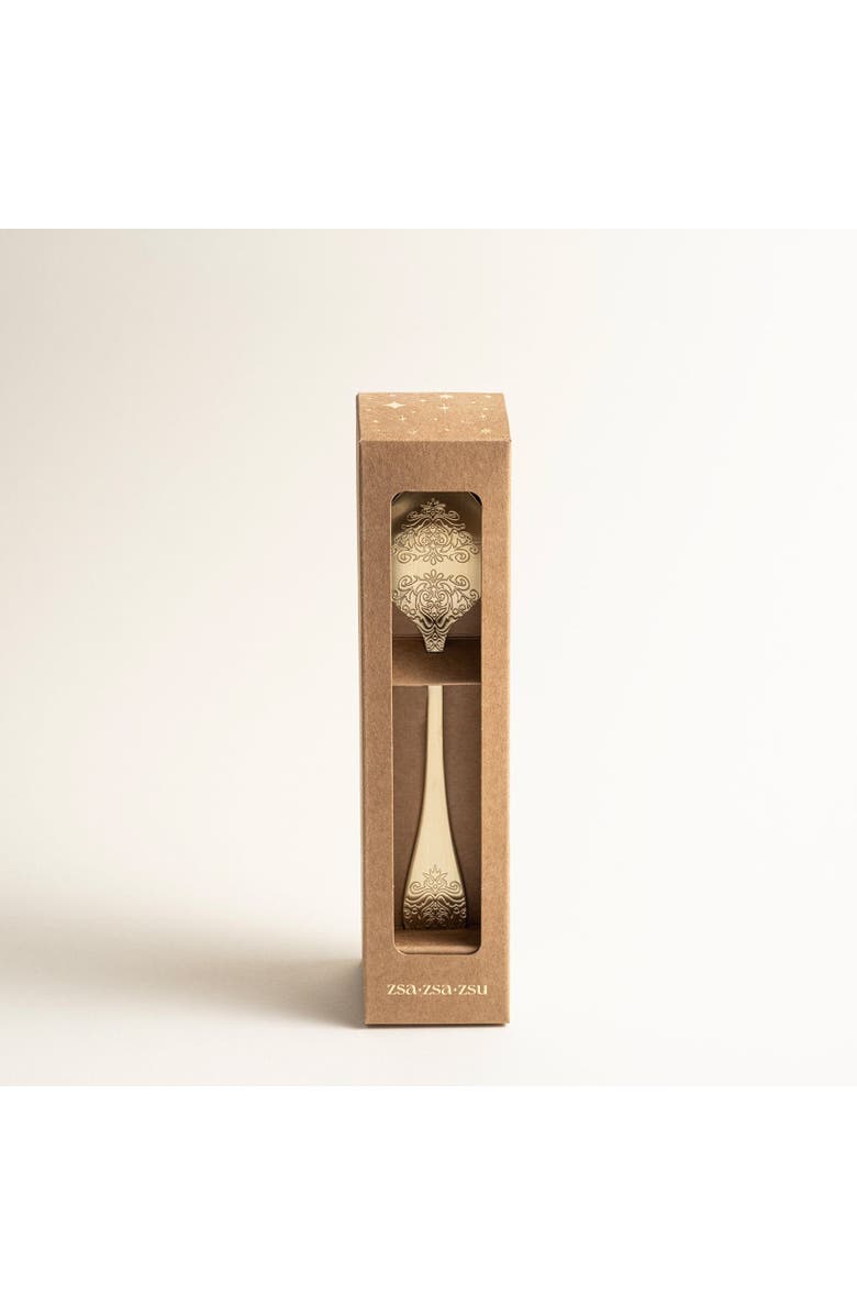 Zsa Zsa Zsu Dume Patterned Steel Dessert Spoon Set Of 4, Main, color, Champagne