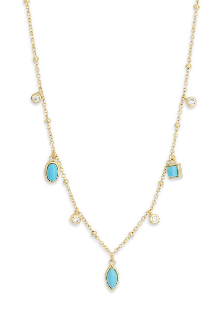 Station Necklace, Alternate, color, GOLD/ TURQUOISE