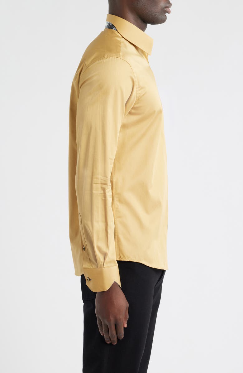 Siragusa Printed Silk Trim Dress Shirt, Alternate, color, Beige/ Gold