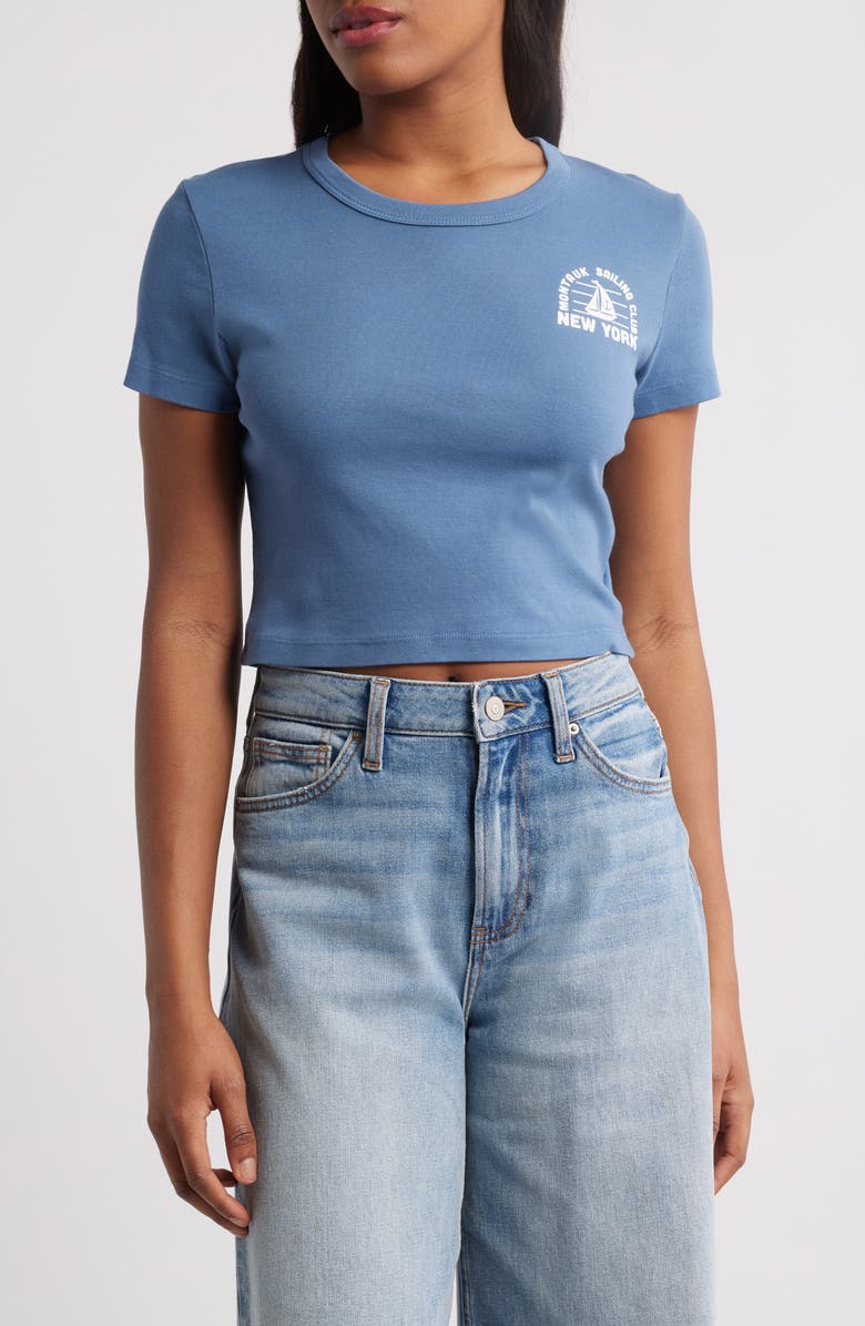 Junk Food Montauk Sailing Club Cotton Graphic Baby Tee, Main, color,