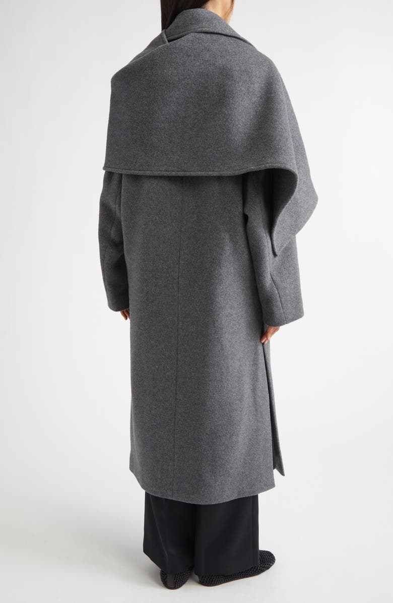 EENK Double Breasted Wool Blend Coat with Scarf Detail, Alternate, color, Melange Grey Wool
