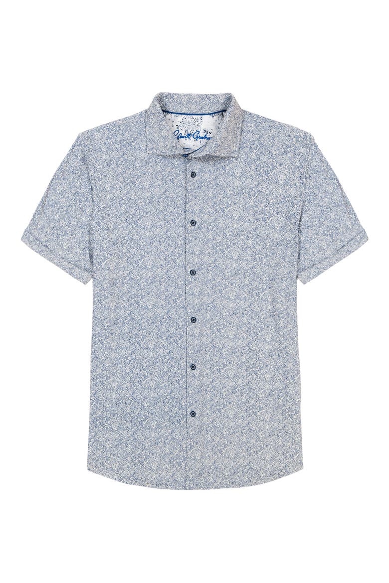 Scrawl Knit Short Sleeve Button-Up Shirt, Alternate, color, NAVY