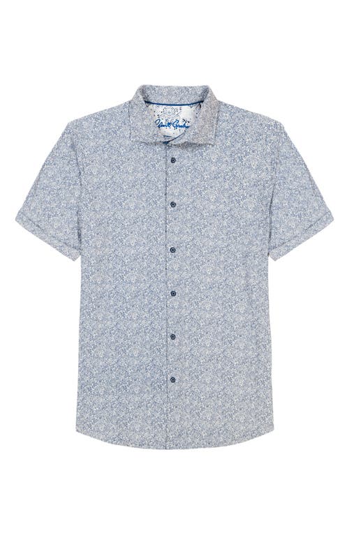 Robert Graham Scrawl Knit Short Sleeve Button-up Shirt In Gray