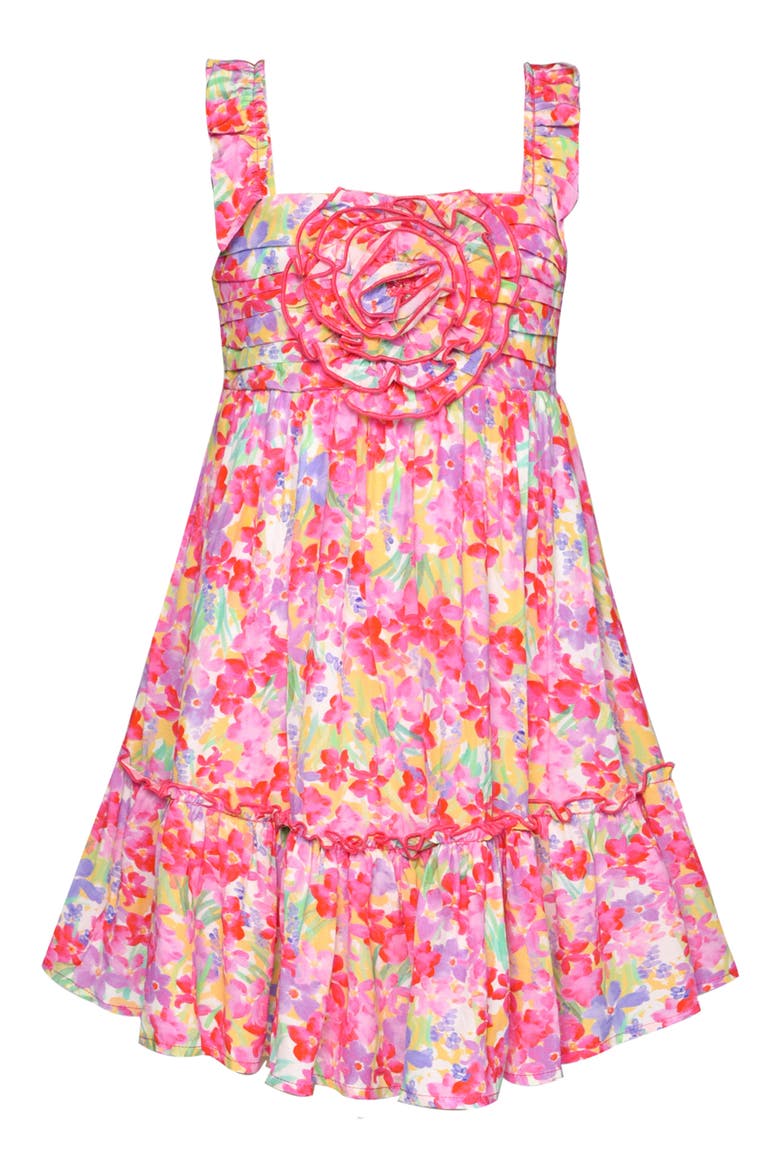 Kids' Rosette Floral Dress, Main, color, PINK MULTI